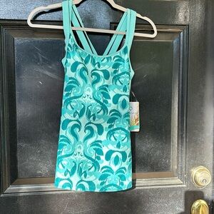 Stoneware, active tank, beautiful, teal and aqua pattern bra shelf no padding